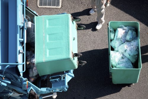 Trucks removing builders waste from a construction site