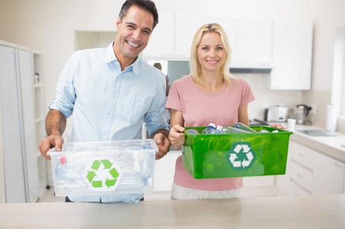 Professional team sorting recyclable construction materials